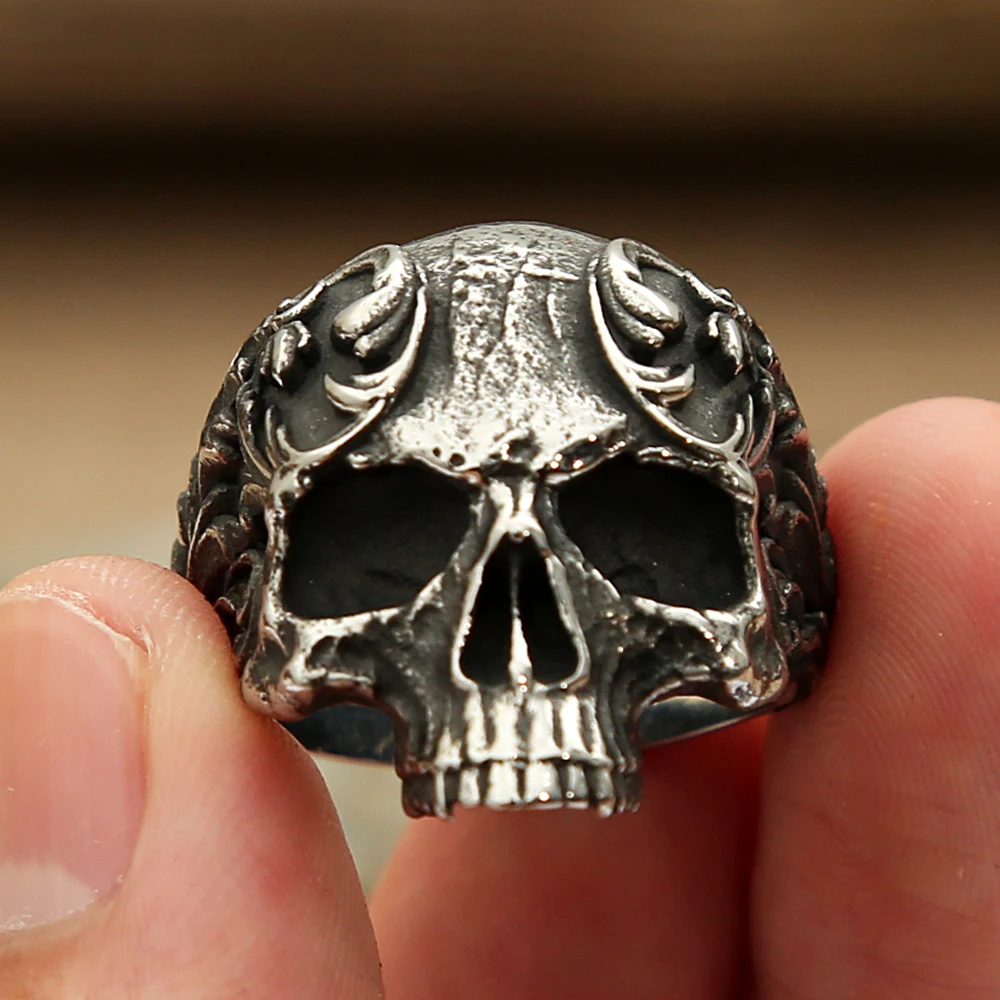 Men\'s Vintage Skull Ring Gothic 316L Stainless Steel Biker Rings For Men Women Punk Motorcycle Band Jewelry Gift Dropshipping