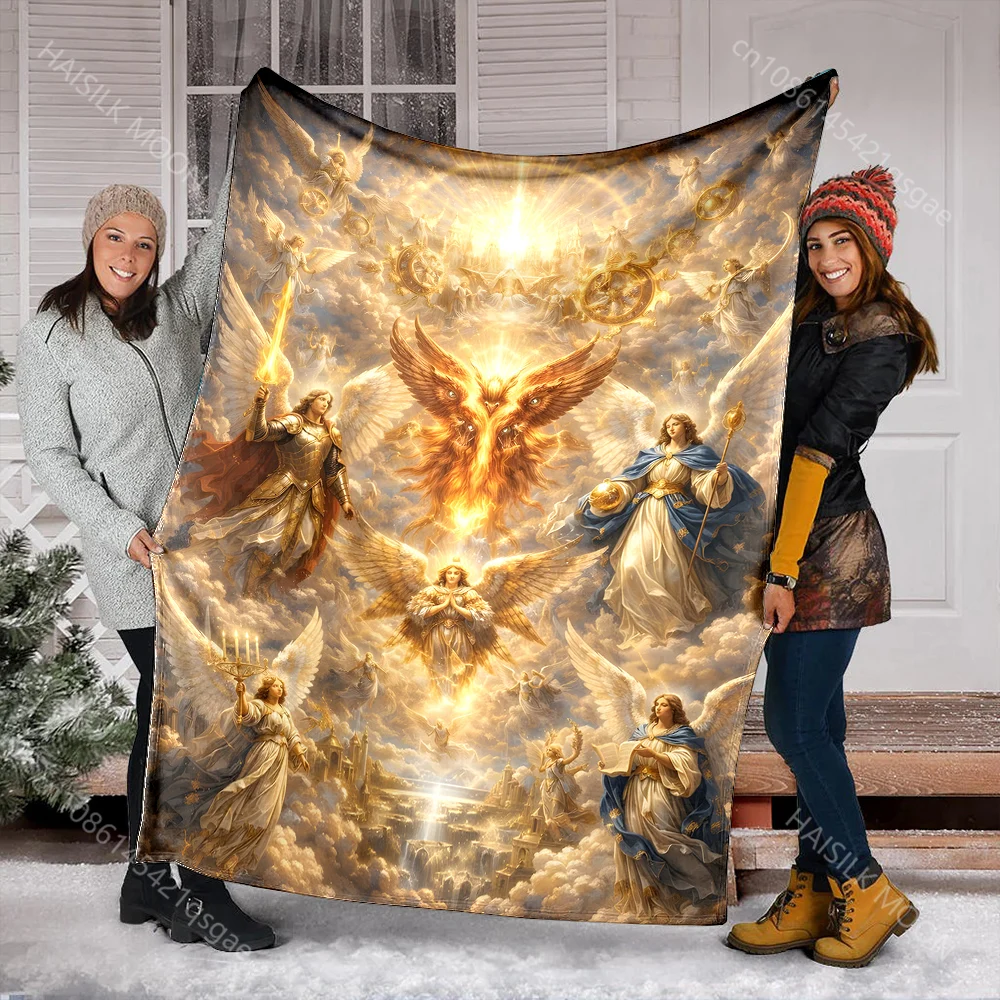 1PC Angels and heavenly radiant scene print blanket Prayer blankets for believers suitable for home sofa camping travel car