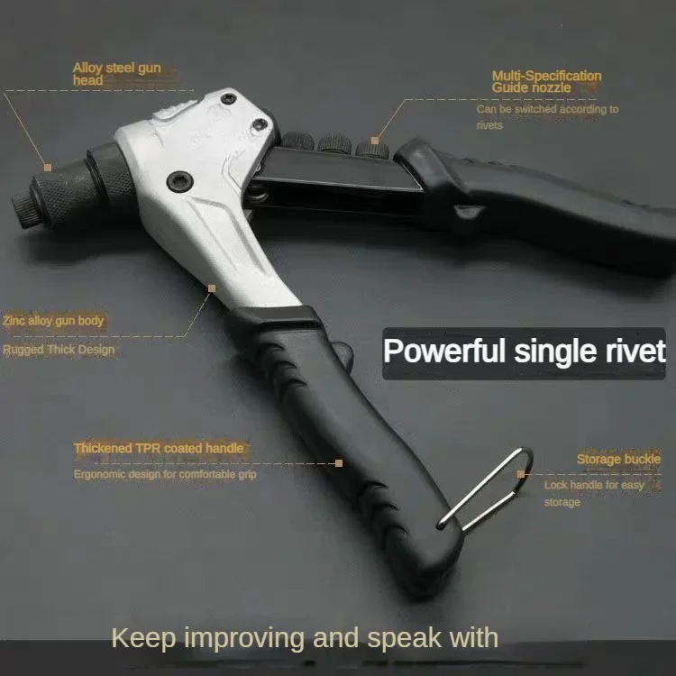 Pistola per rivetti singola di grado per uso domestico da 8 pollici per rivetti a trazione Pistola per chiodi per rivetti manuale Macchina per rivettatura industriale in acciaio inossidabile