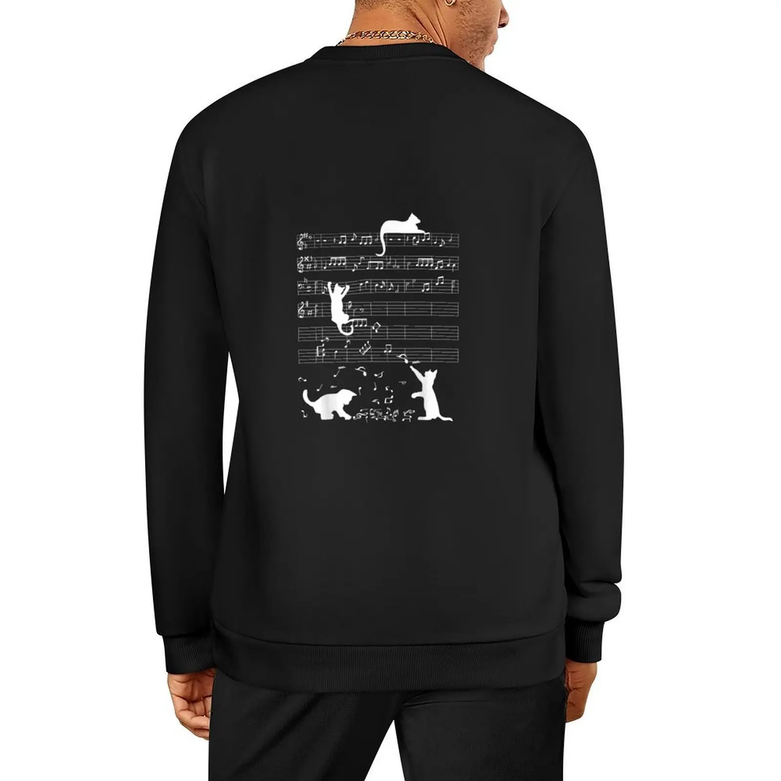 

Cute Cat Kitty Playing Music Clef Piano Musician Art Pullover mens clothing japanese style korean clothes hooded sweatshirts
