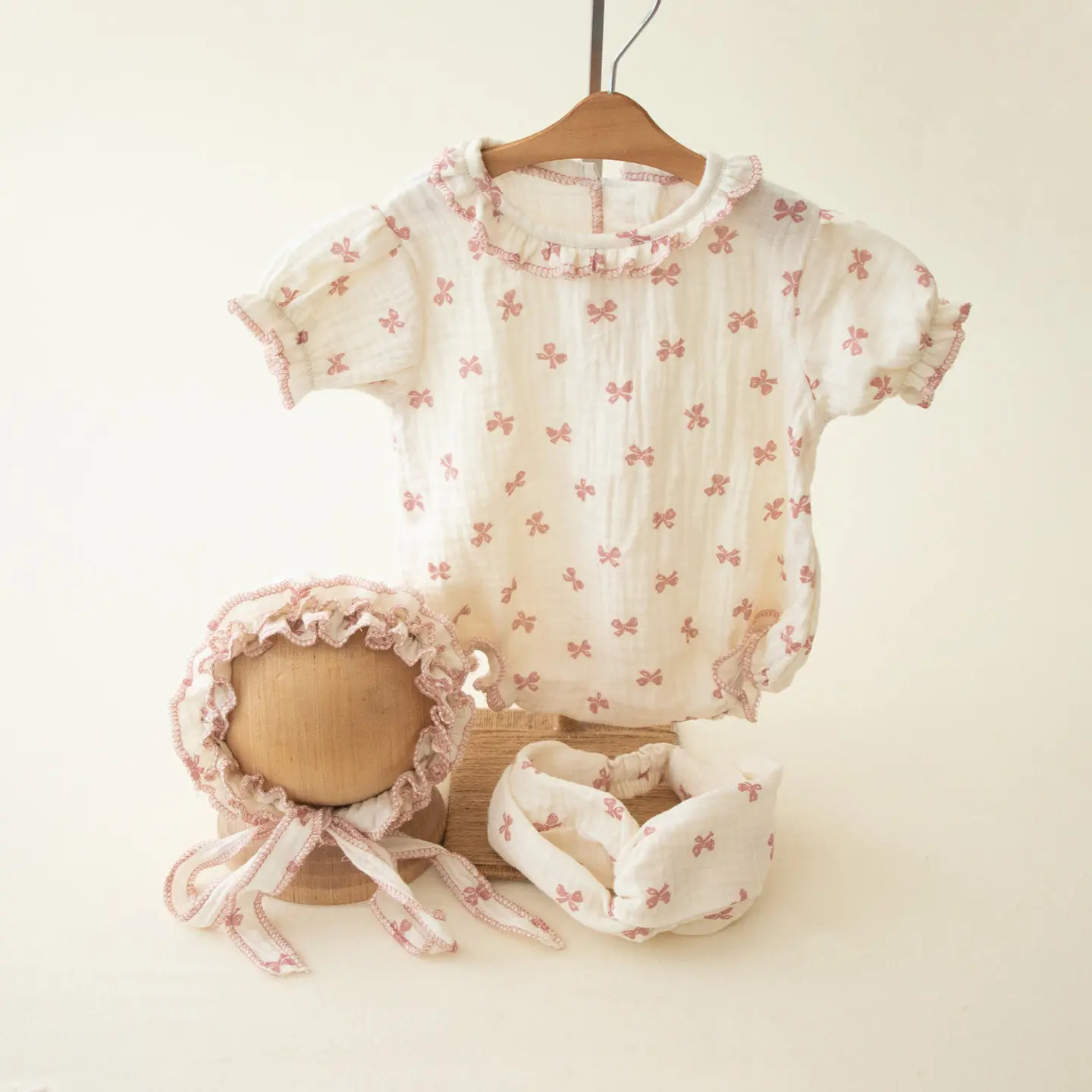 ❤️Newborn Photography Clothing Headband+Hat+Jumpsuits 3Pcs/set Studio Baby Girl Photo Props Accessories Infant Shoot Clothes
