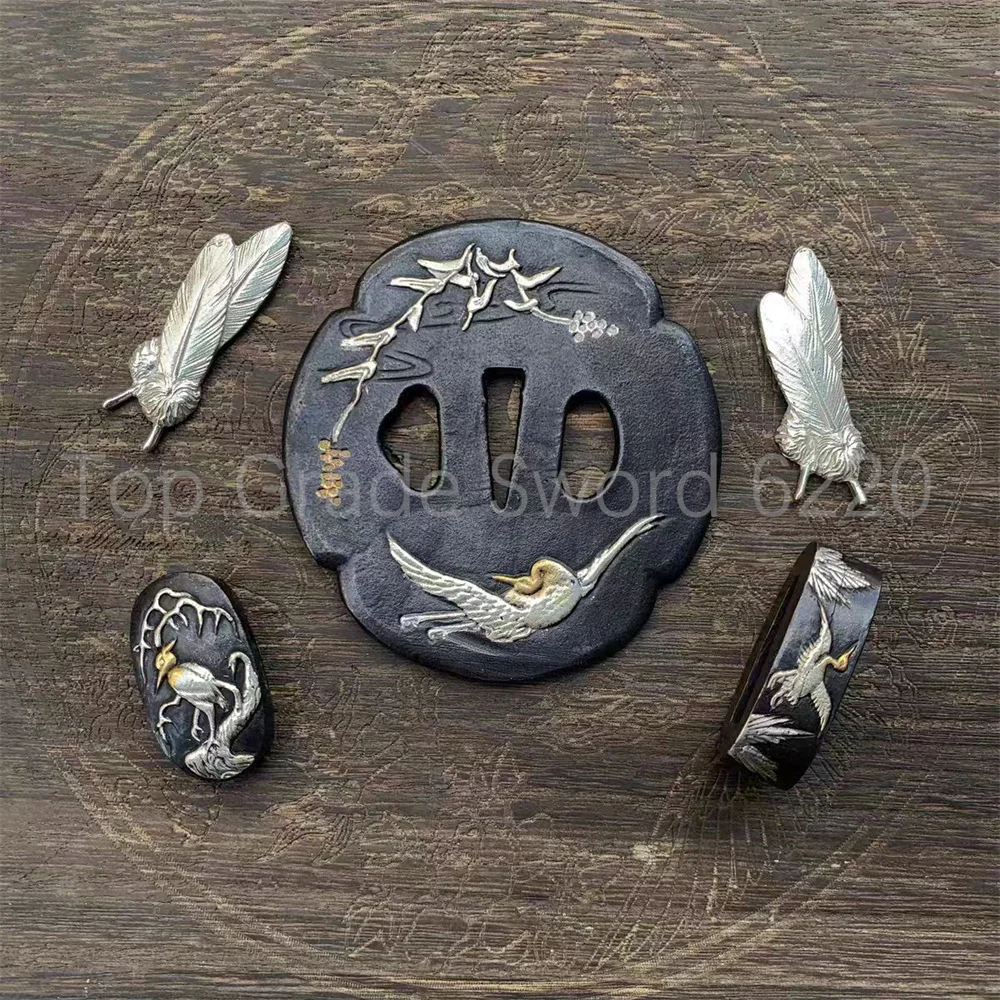 Exquisite Copper Brass Gold Plated Silver Tsuba Handguard Fuchi Kashira Menuki For Real Japan Samurai Katana Sword Fittings