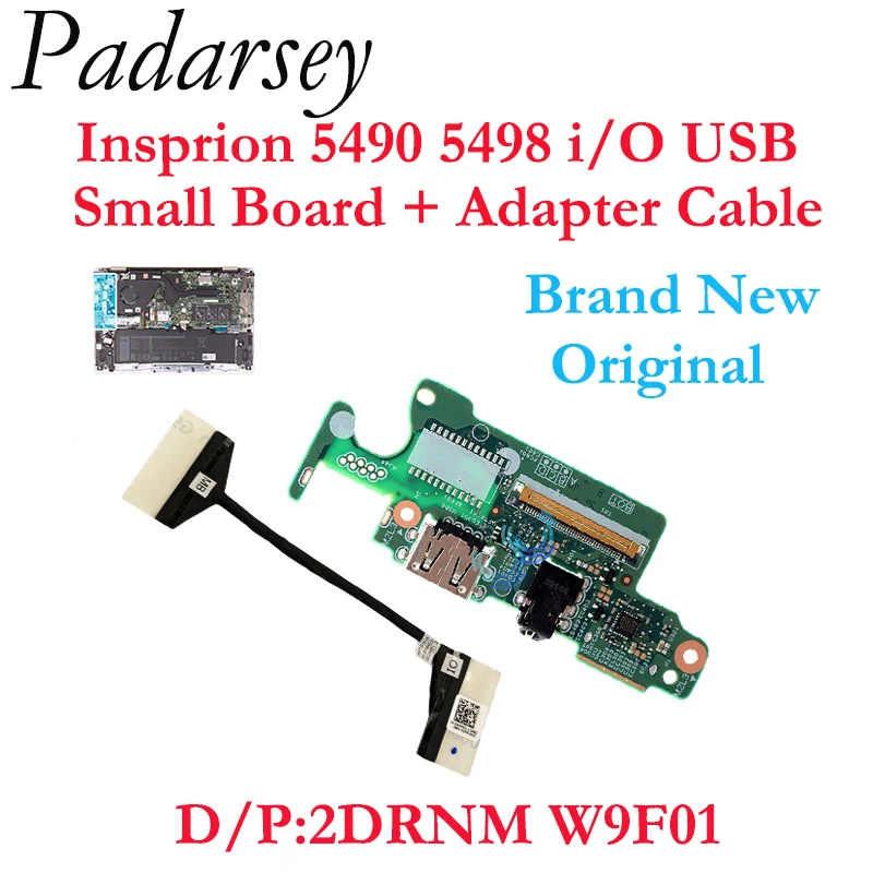 Padarsey Brand New Original i/O USB Small Board and Adapter Cable Card Reader for Dell Insprion 5490 5498 5590 5598 2DRNM W9F01