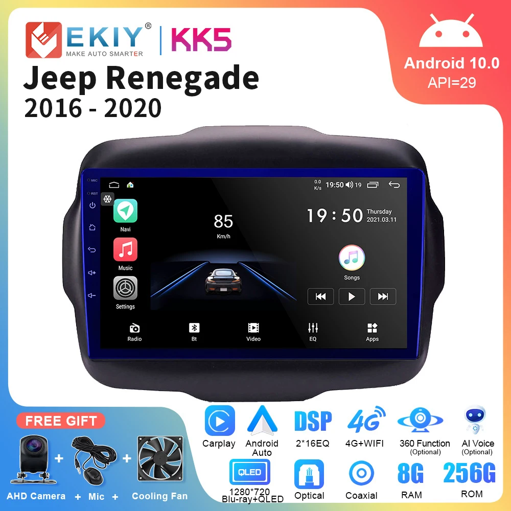 

EKIY KK5 DSP Car Radio Android Auto Video Multimedia Player For Jeep Renegade 2016-2020 Carplay 2din dvd Autoradio GPS FM Stereo