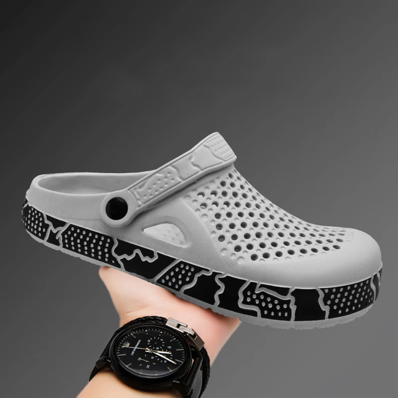 

Men's Wide Box Beach Sandals Clogs Garden Shoes Soft Rubber Slippers Barefoot Summer Footwear Big Size Hombre Cholas