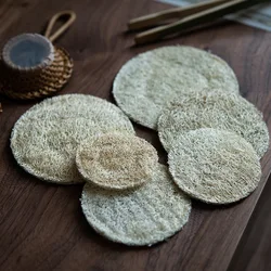 Loofah Tea Mat Coaster Cup Holder Handmade Chinese Tea Saucer Kung Fu Tea Set Cup Insulated Tea Holder Tea Ceremony Accessories