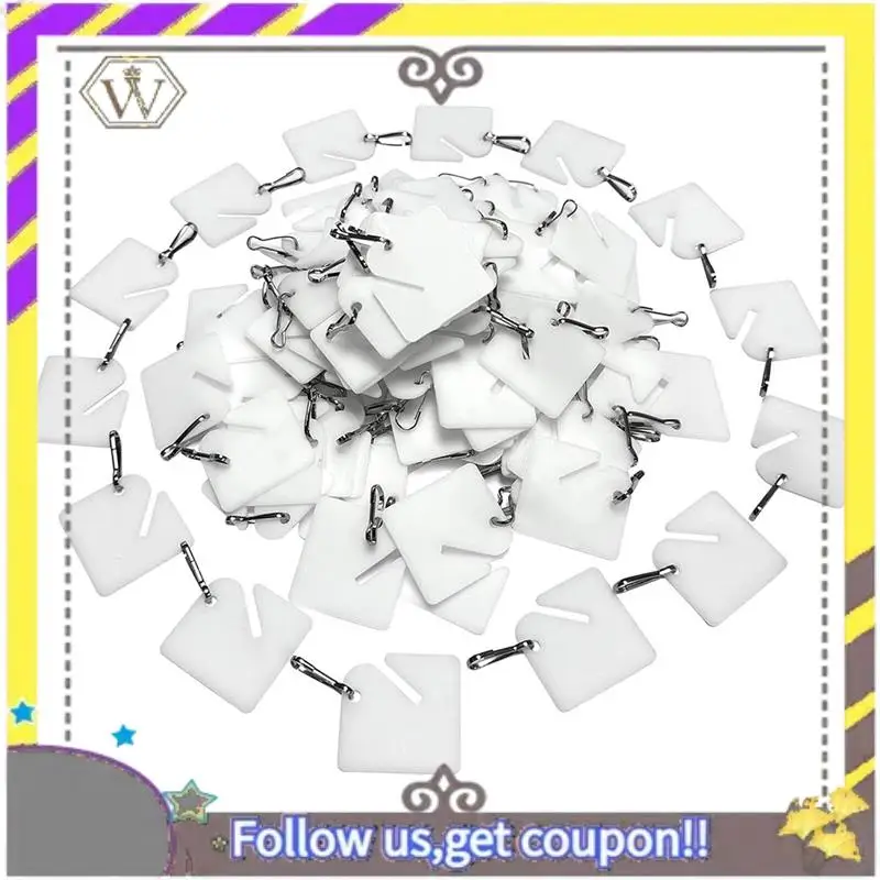 New 120 Pcs Key Tags Slotted Plastic Hanging Tags 1.5 Inch White Tags With Metal Snap Hooks For Key Cabinets Boxes Lockers