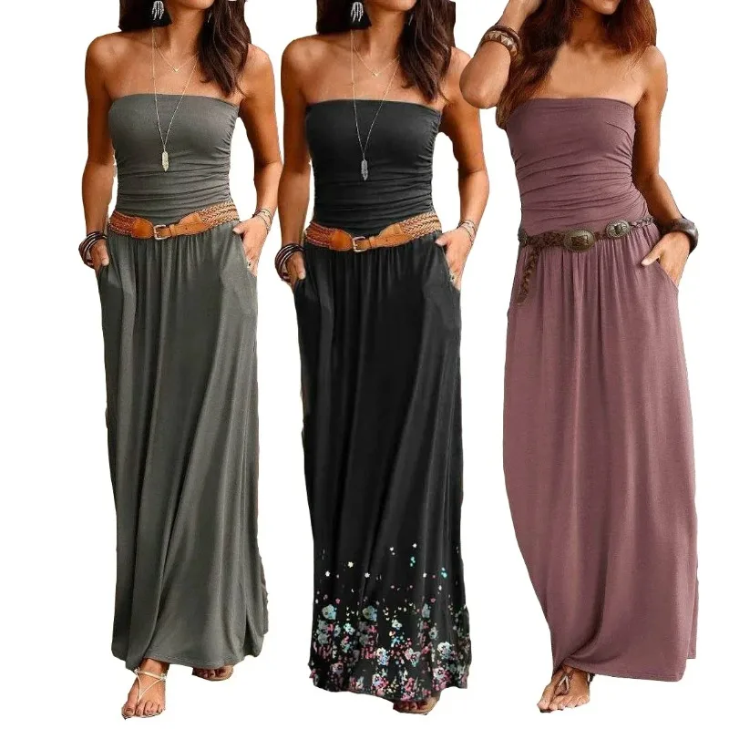 

Красивое женское модное летнее платье без рукавов с принтом, длинная юбка, облегающее повседневное темпераментное утягивающее платье-труба, женская вечеринка Clo