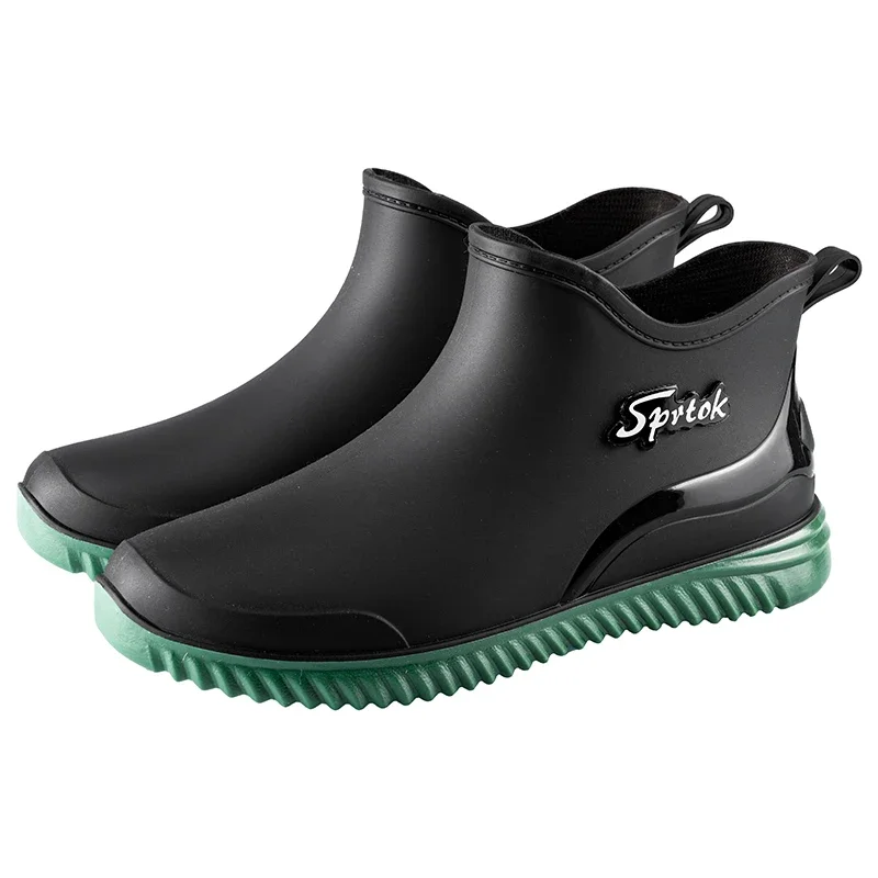 Ankle Rain Boots for Men Integrated Forming Waterproof Rain Shoes Toughness Anti-slip Fishing on Work Camping Waterproof Zapatos