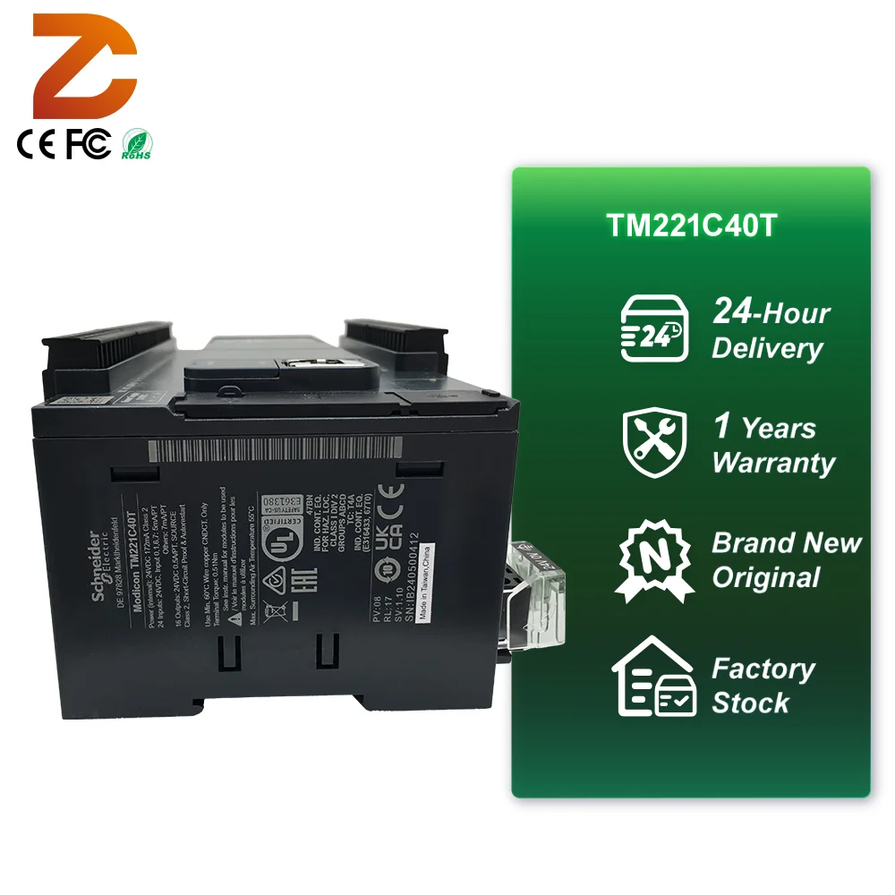 Sch-nei-der Factory Original Inventory Modicon M221 Series 24V DC Power Supply TM221C40T Compact PLC Programming Controller