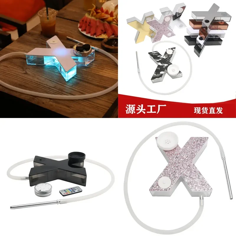 Hot-selling Portable Plastic Hookah LED Shisha X Styling Design Acrylic Hookah