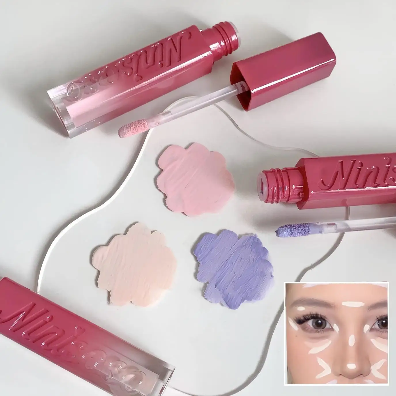 Misty high gloss facial contouring solution, brightening purple, moisturizing and fitting, three-dimensional facial contouring