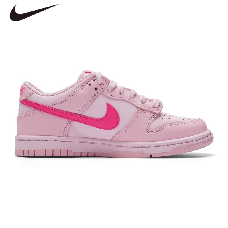 Nike Dunk Low GS Sneakers, Full Leather Triple Pink Barbie Retro Skate Casual Shoes For Youth DH9765-600 view 6
