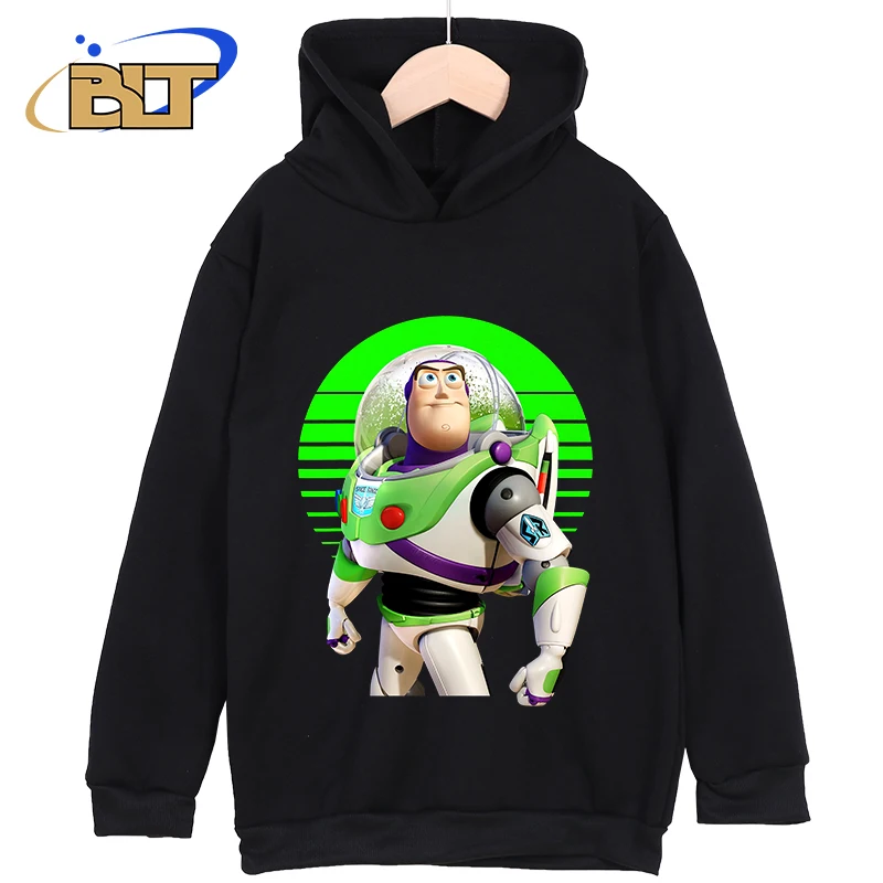 Disney Toy Story Buzz Lightyear Buzz Sight On Stars Printed Kids Hoodies Cartoon Sports Sweatshirts for Boys and Girls