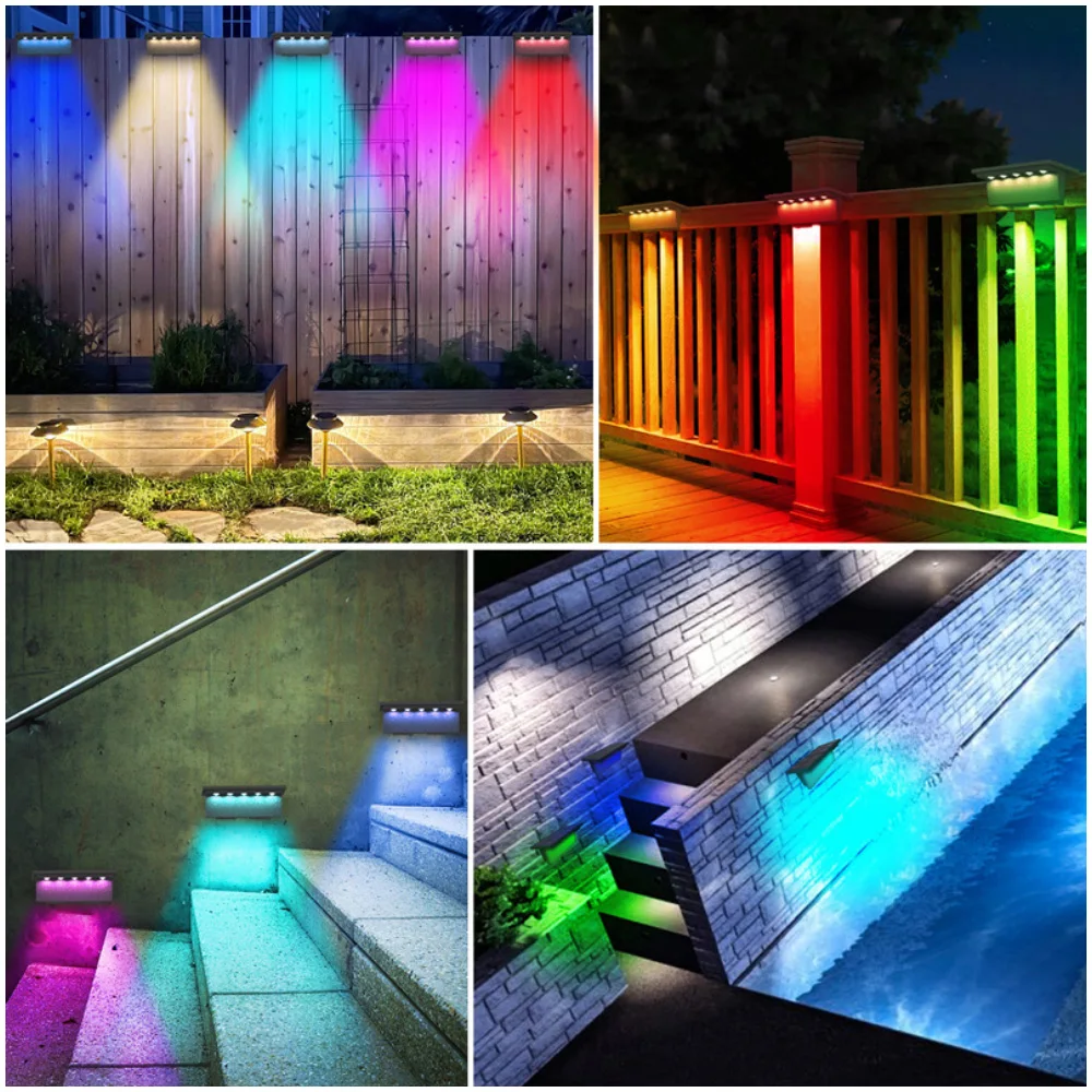 Luci a gradino solari per esterni impermeabili ad alta luminosità 5LED luci da parete per esterni per la casa del Patio con recinzione decorativa