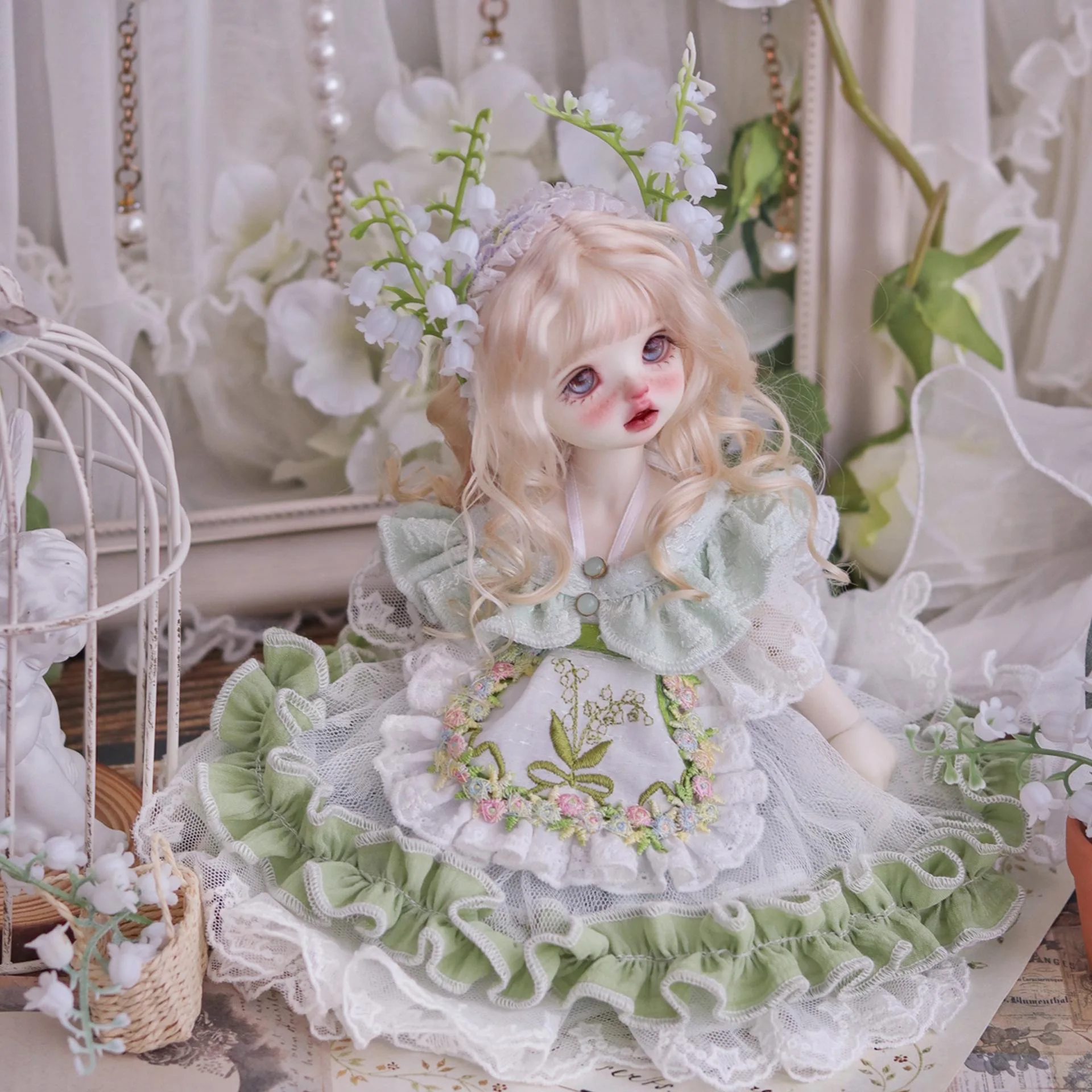

1/6 BJD Doll Clothes Princess Dress Lily Of The Valley Flower Skirt 30cm BJD Doll Clothes Cute Dress Dress Up Doll Accessories