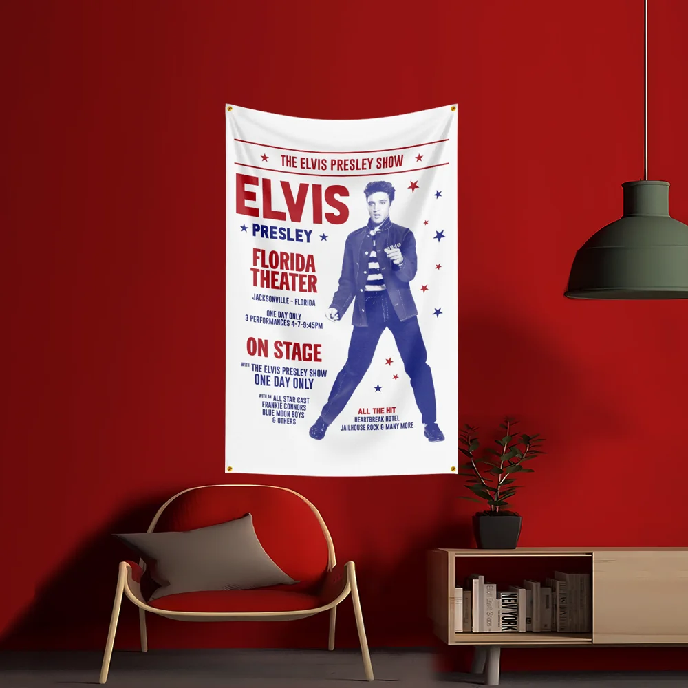 Retro Rock Star Tapestry Wall Hanging Vintage Music Concert Decor Room Garage non-toxic material Quick Setup without flagpole