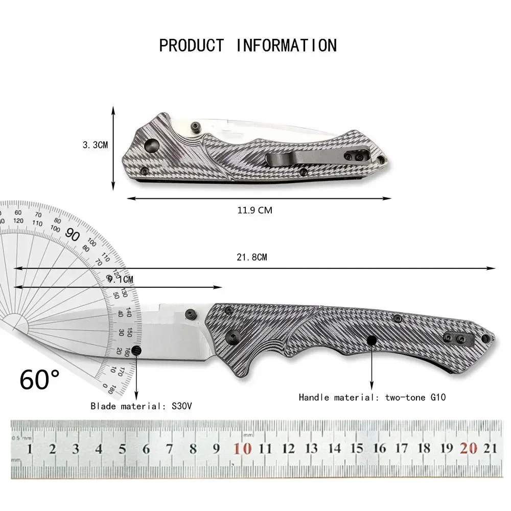 Folding Knife BM 615BK S30V Blade G10 Handle Outdoor Survival Camping Hunting Tactical Pocket Knives Rescue EDC Sharp Tools