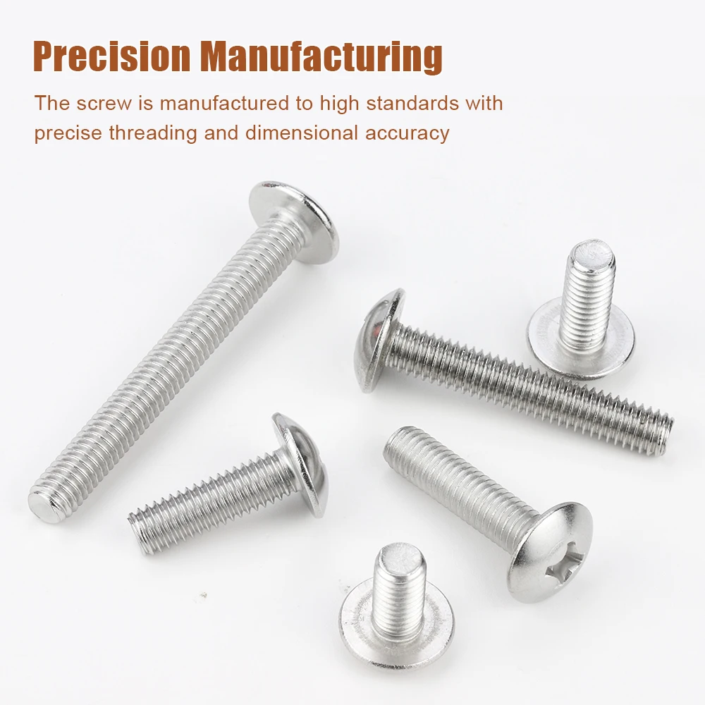 5-50 szt./worek Śruba maszynowa z łbem grzybkowym krzyżowym M2 M3 M4 M5 M6 M8 ze stali nierdzewnej 304, śruba z łbem grzybkowym Phillips do mebli