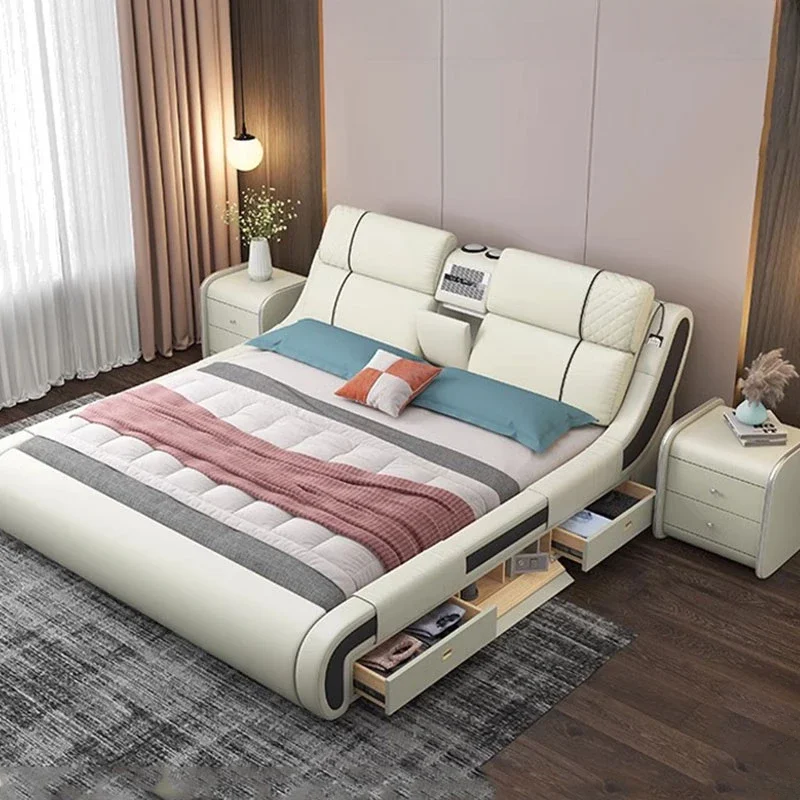 

Queen Kids Double Bed Nordic Modern Drawers King Size Frame Double Bed Kids Girl Camas Matrimonial Furniture For Bedroom