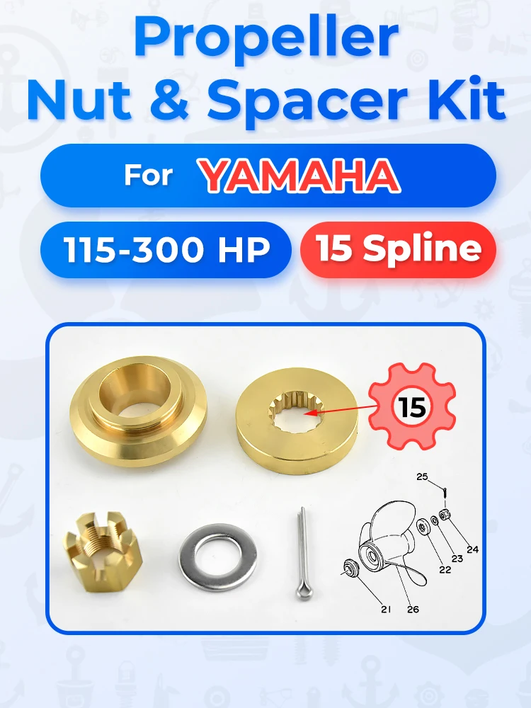 

Propeller Installation Hardware Kit for Yamaha Outboard Motors 150–300HP OEM Reference: 6E5-45987-01