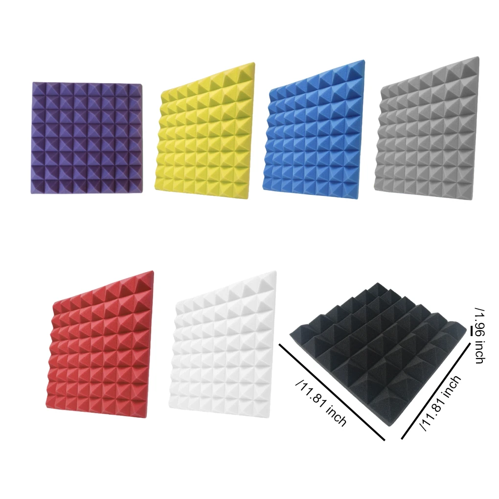 30x30x5CMmm Studio Acoustic Soundproof Foam Pyramid Sound Absorption Treatment Panel Tile Protective Sponge 7Color