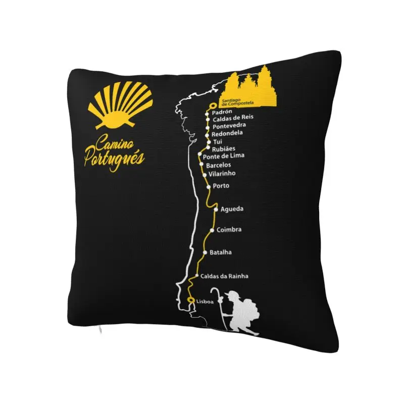 Buen Camino De Santiago Cushion Cover 66x66 cm Polyester Velvet Throw Pillow Case For Sofa Car Seat Home Decor Pillowcase