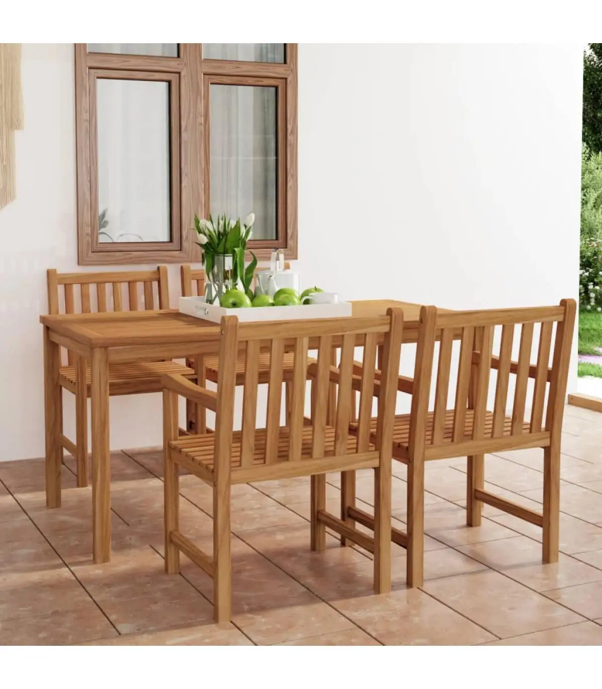 Garden sets garden dining set 5 pieces solid teak wood