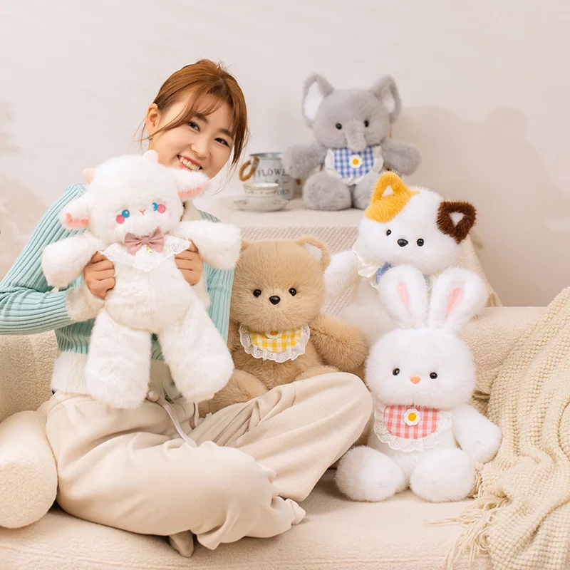 

5pcs Wholesale Little Bear Doll Cartoon Little Sheep Dog Cat Plush Toy Stuffed Doll Girl Birthday Wedding Gift Grab Machine Doll