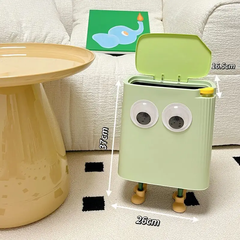 Internet Celebrity Ins Style Cute Cartoon Mini Trash Can Office Living Room Home Kitchen Bedroom Push-type Wastebasket with Feet