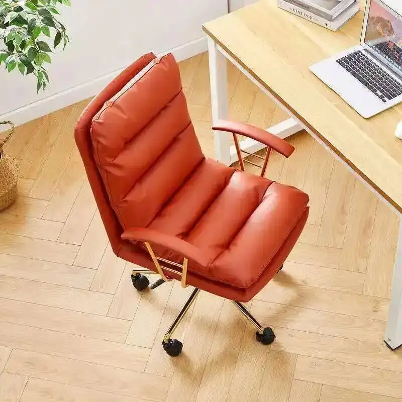 

Leather Office Chair Upholstery Gaming Comfortable Bedroom Floor Wheels Fashion Sleep Chairs Headrest Muebles Luxury Furniture