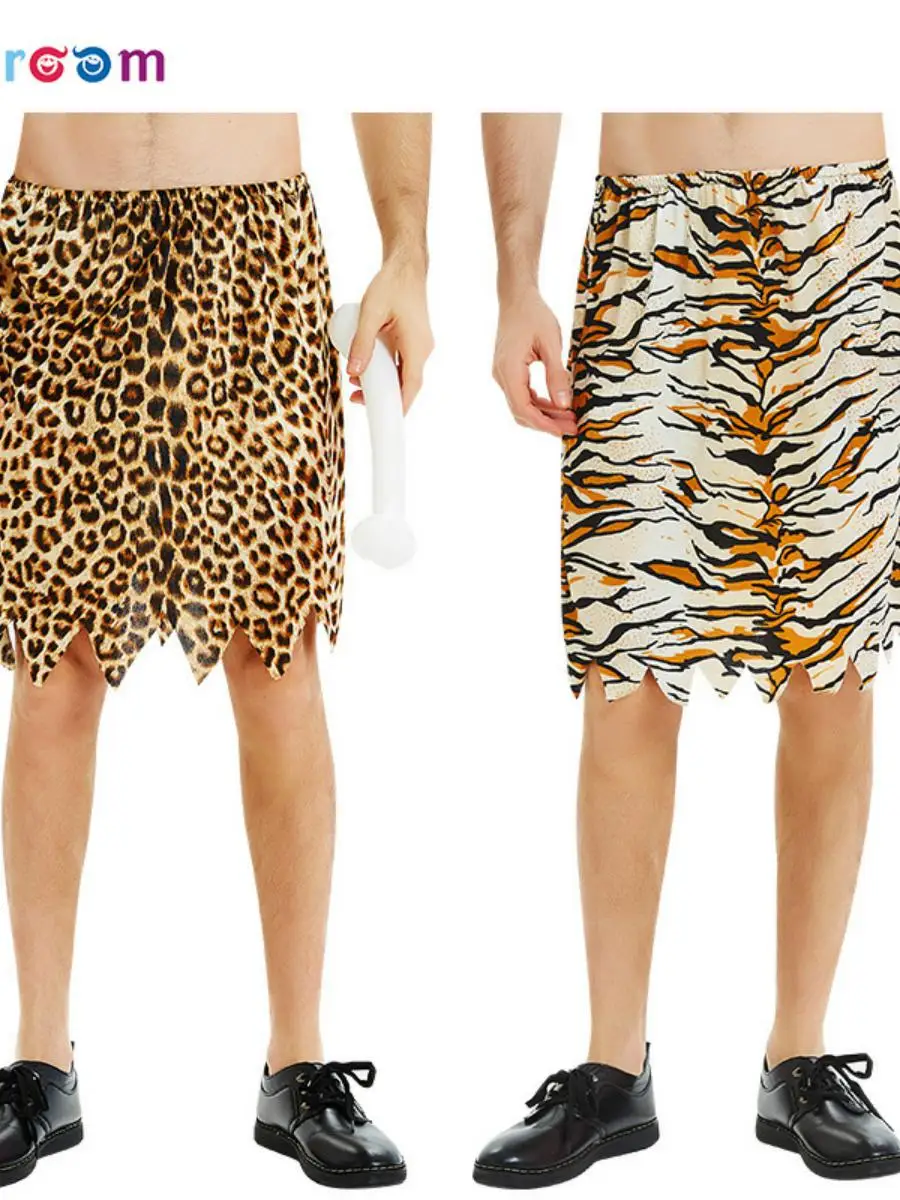 

Костюм пар на Хэллоуин, мужская юбка длиной f, леопардовый принт, костюм из кожи тигра, парвь из полиэстера