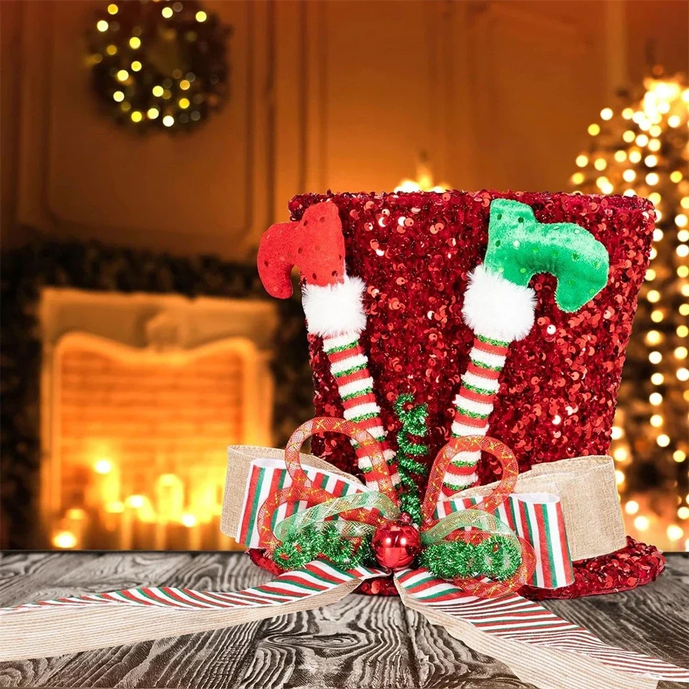 

Christmas Xmas Tree Top Hat Collapsible Tree Topper 10 03x 9 84 Inches Classic Red Green Design Easily Secured