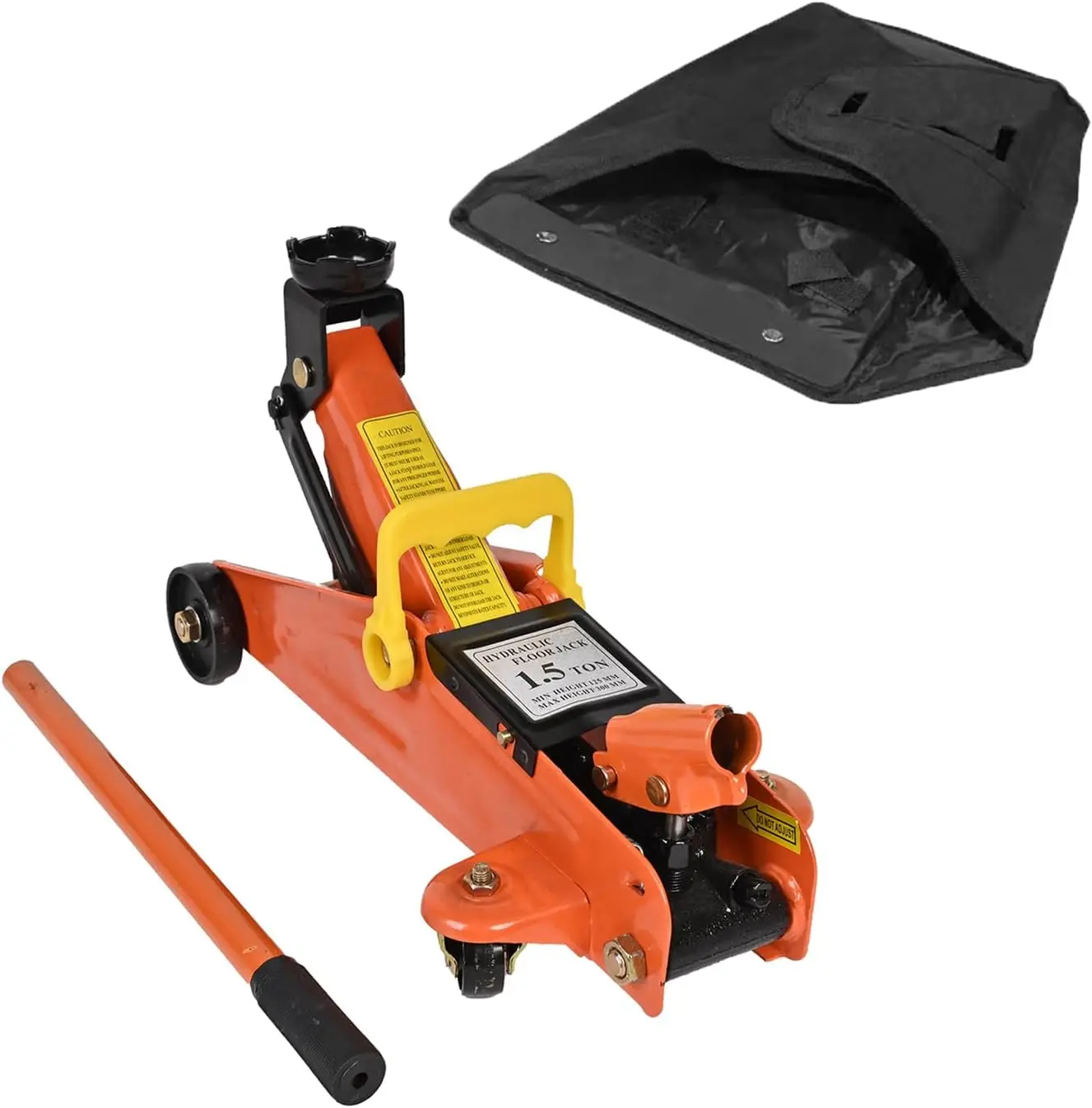 

Hydraulic Low Profile Steel Floor Jack, 1.5 Ton (3300 lbs) Capacity, Orange Trolley Service Lift for Car Garage