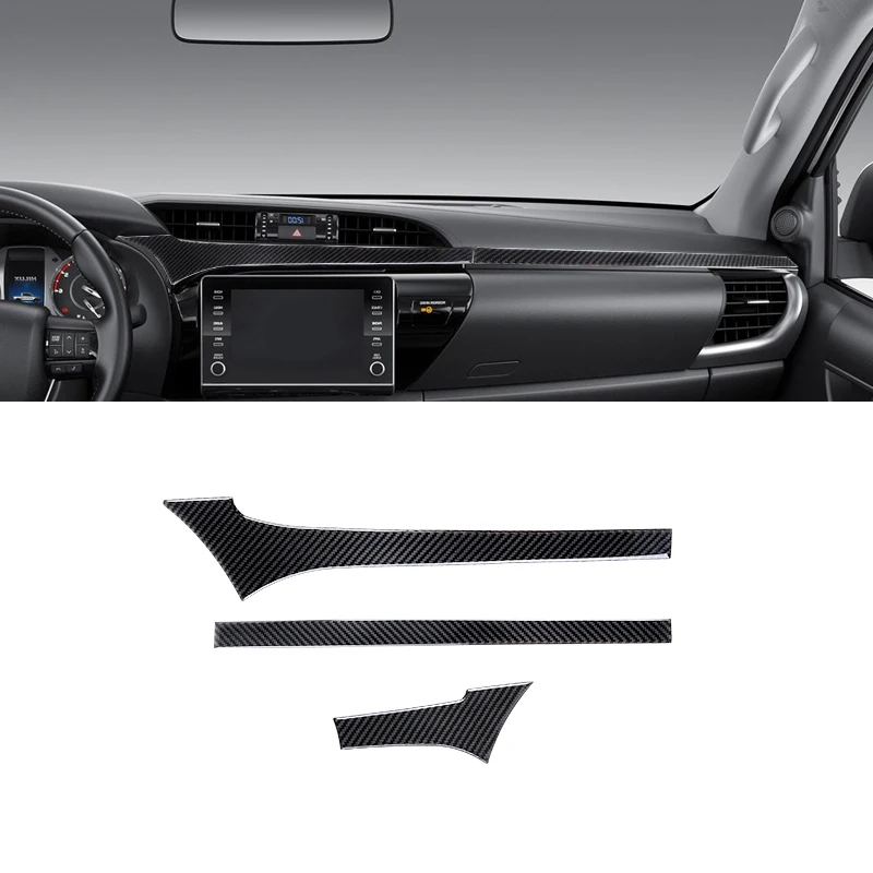 

For Toyota Hilux 2015-2021 Carbon Fiber Dashboard Navigation AC Air Outlet Frame Sticker Trim Cover Car Decorative Stickers