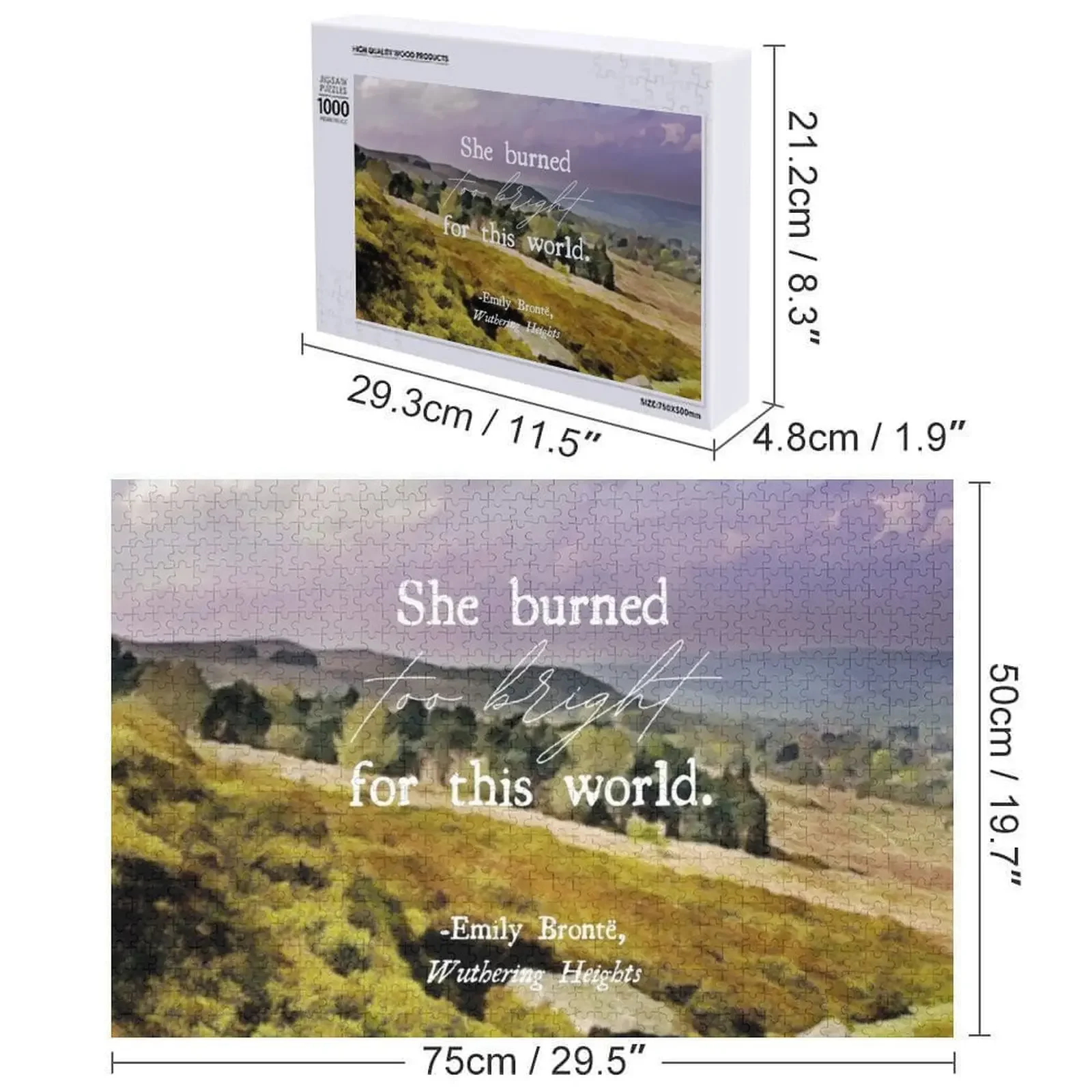 Wuthering Heights Quote muito brilhante Quebra-cabeça Quebra-cabeça de madeira adulto personalizado