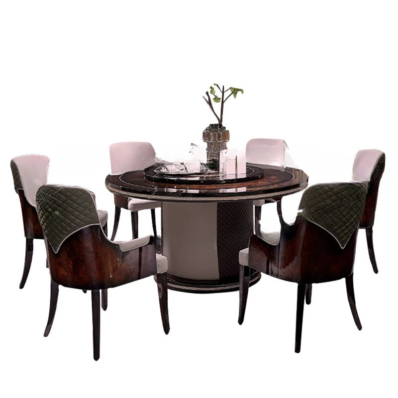 

Round solid wood tables and chairs with turntable