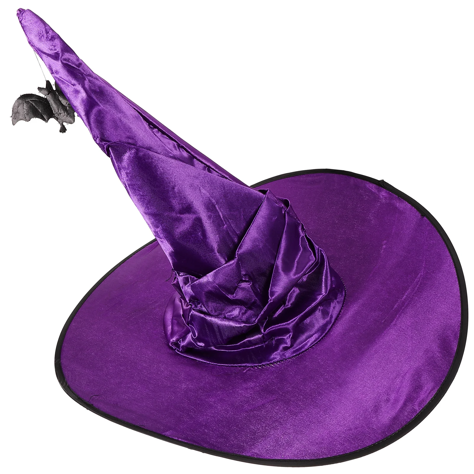 قبعة COLLBATH للهالوين الساحرة للنساء بحافة كبيرة وقلادة على شكل خفاش وإكسسوارات الحفلات التنكرية
