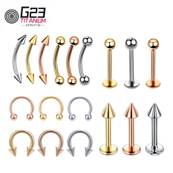 10pcs Earring Stud ASTM F136 Titanium Nose Circular Barbell Horseshoe Septum Rings Clip Lip Ear Piercing For Unisex Body Jewelry
