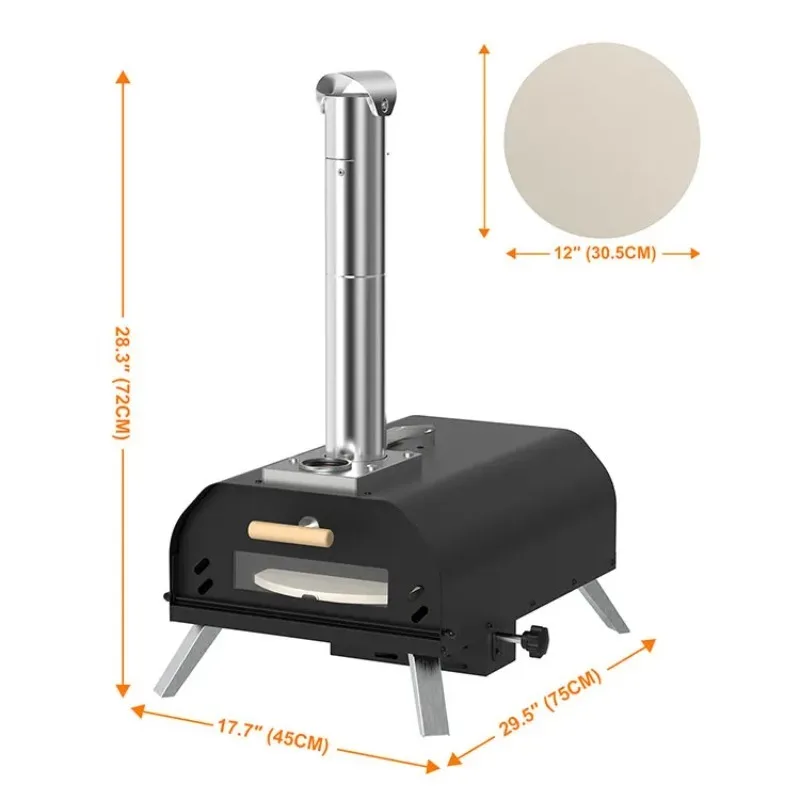 Multi-Fuel Outdoor Manual Rotating Wood Fired Pizza Oven Portable Stainless Steel Chimney Wood Pellet Pizza Oven