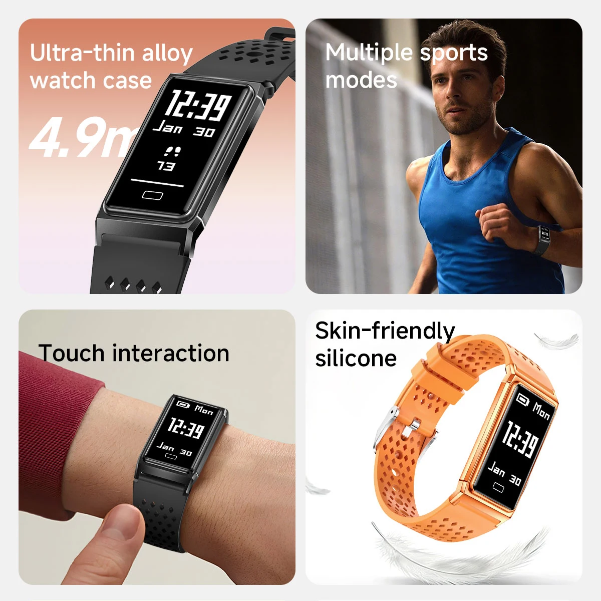 Ultra Thin Smart Watch Band Men Women Heart Rate Blood Oxygen Fitness Clock Sport IP68 Waterproof Smart Bracelet For IOS Android
