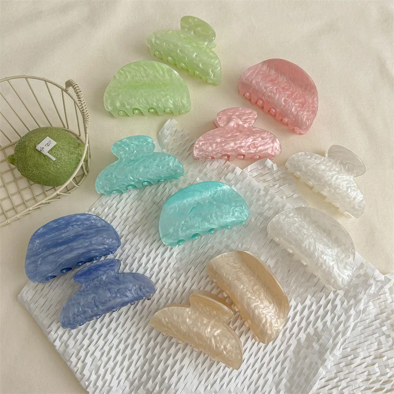 

DS NEW Korean Style Marble Pattern Hair Claw 8CM Geometric Acrylic Claw Clips Trendy Hair Clips Hair Accessories for Women Girls