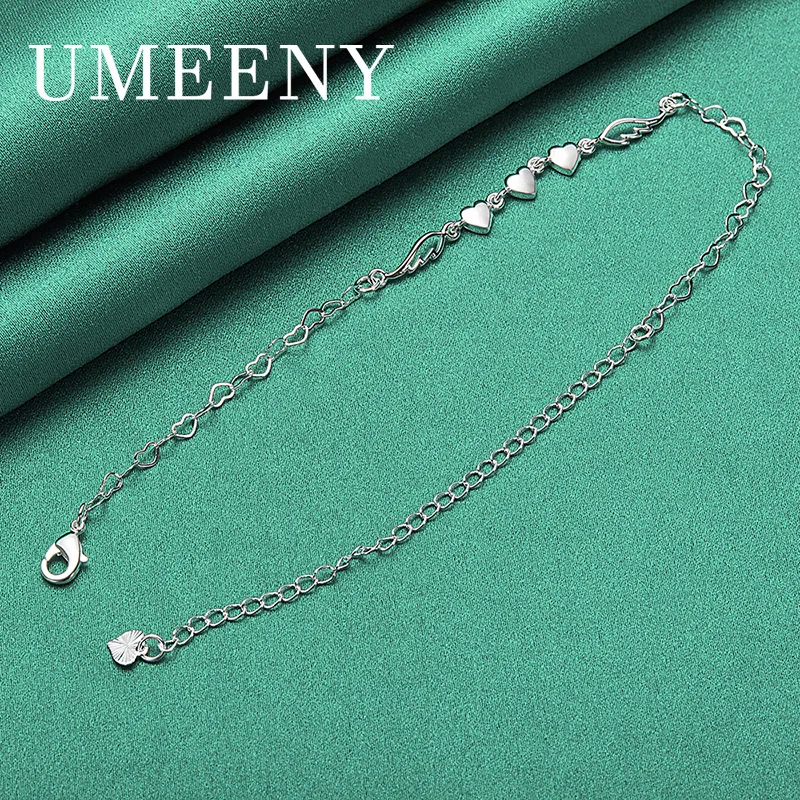 

Luxury 925 Sterling Silver 8 Inch Beautiful Small Heart Bracelet Women Engagement Wedding Fashion Jewelry