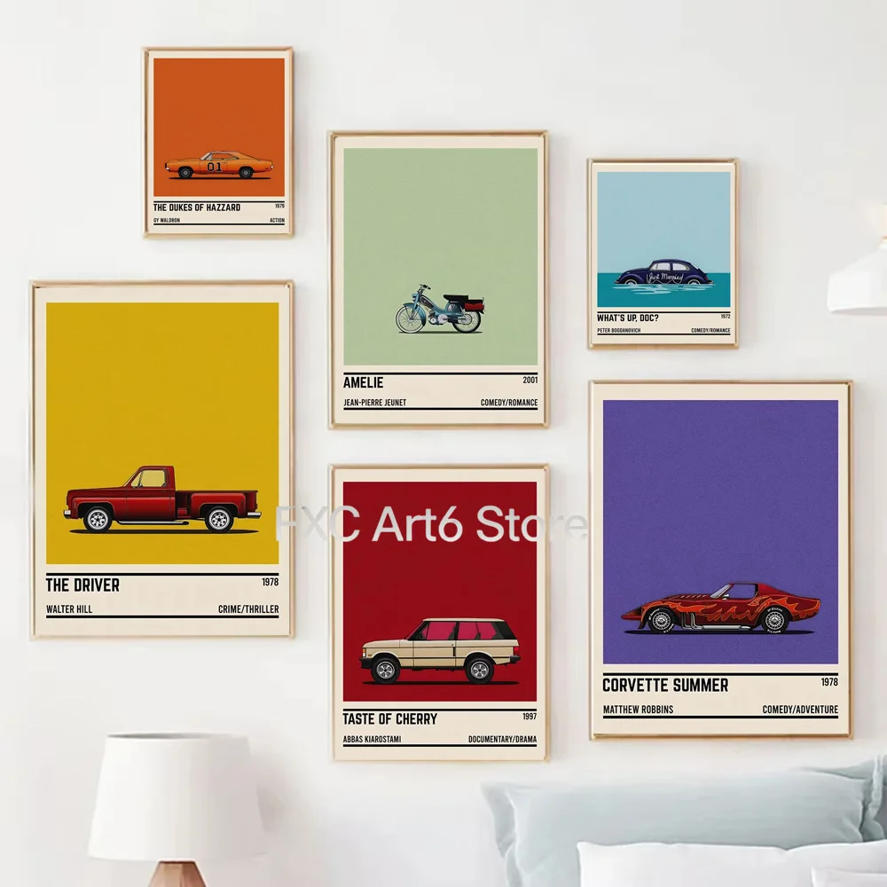 1PCS Frameless Movie Minimalist Quotes Car Movie Poster Wall Art Print Inspirational Minimal Art Canvas Painting for Home Office