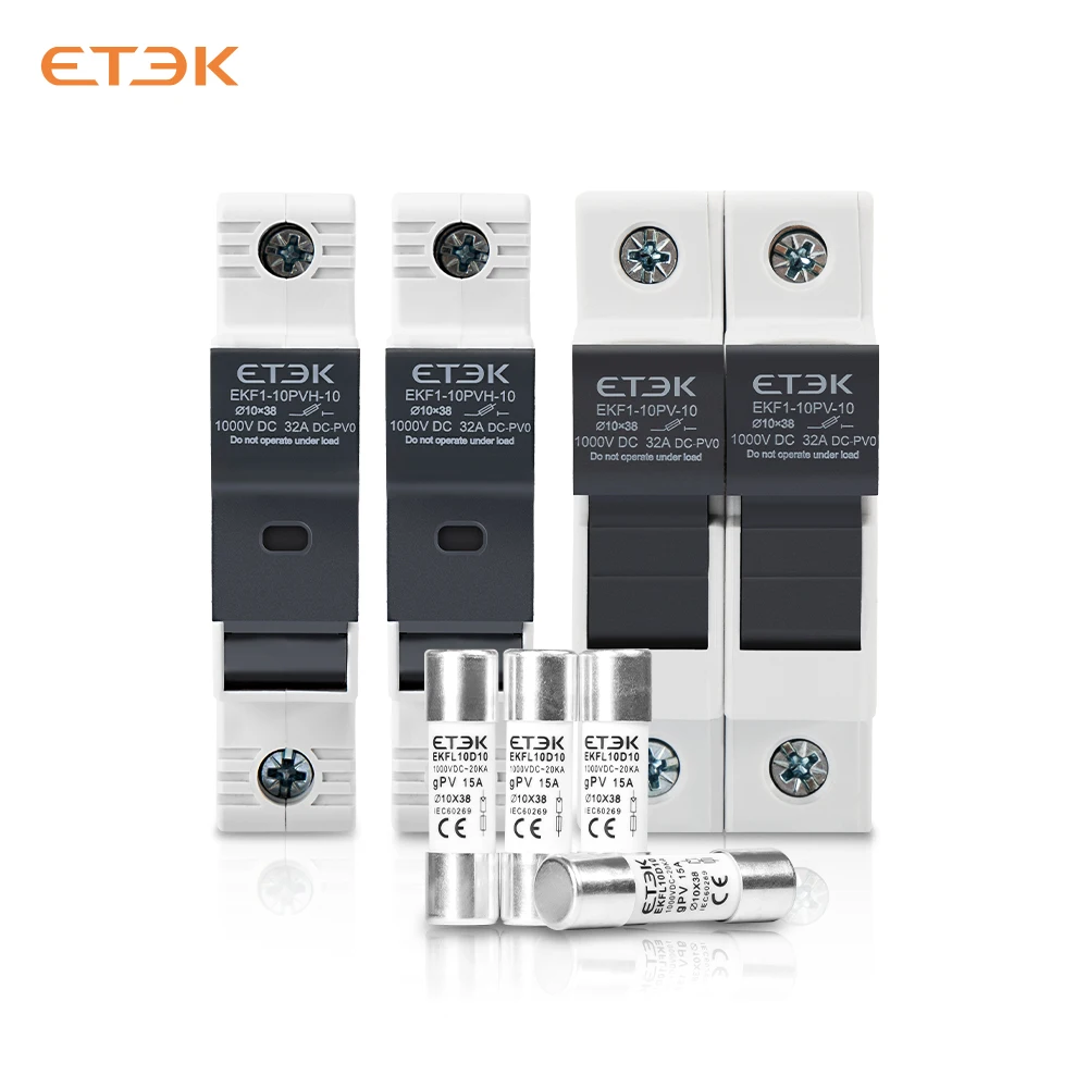 

ETEK 1P 2P DC Fuse Holders Solar PV 10*38mm DC 1000V Fuse Base r Solar Photovoltaic System Protection Protector EKFL