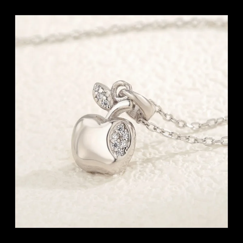 جديد S925 الفضة التفاح شكل قلادة قلادة شخصية عصرية ضوء تصميم فاخر الترقوة سلسلة الزركون المجوهرات