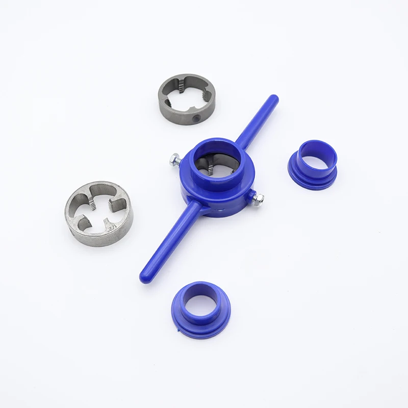 6PCS Plastic Pipe Thread Die Kit, Plumbing Thread Manual Tools Water Pipe Die Tap Wrench Die Set Power Tools Accessories 