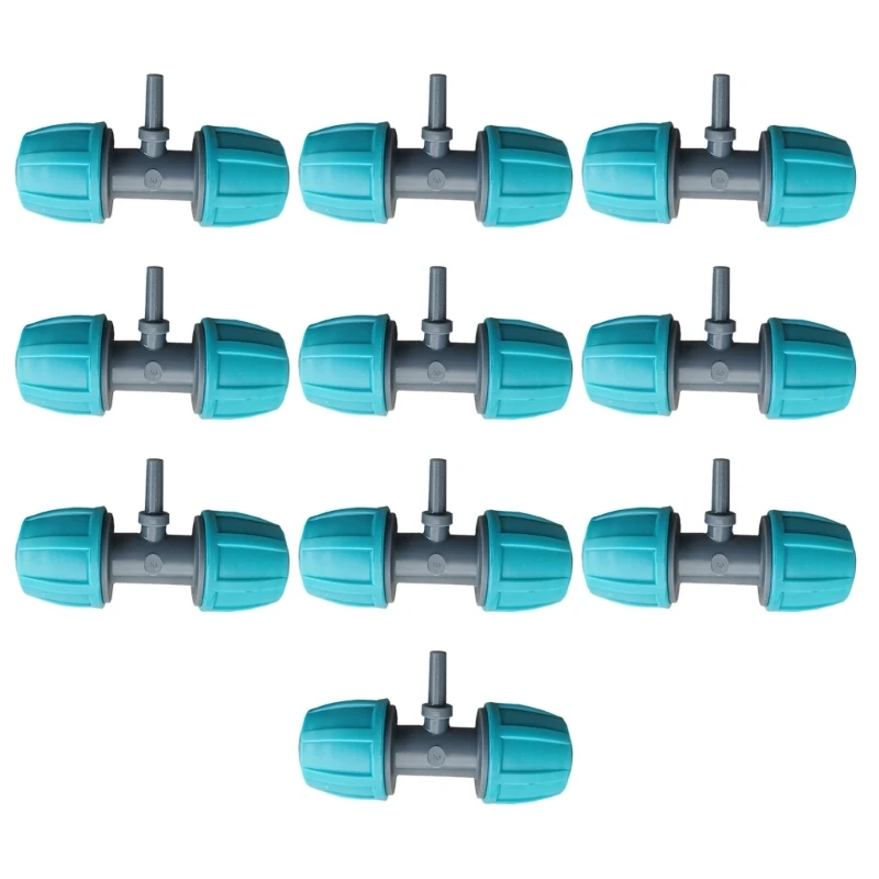 652F 10 Pieces PE Plastic Irrigation Joint Fittings UV Resistant T Type Pipe Connectors Set Suitable for 16Mm to 4/7Mm Pipes