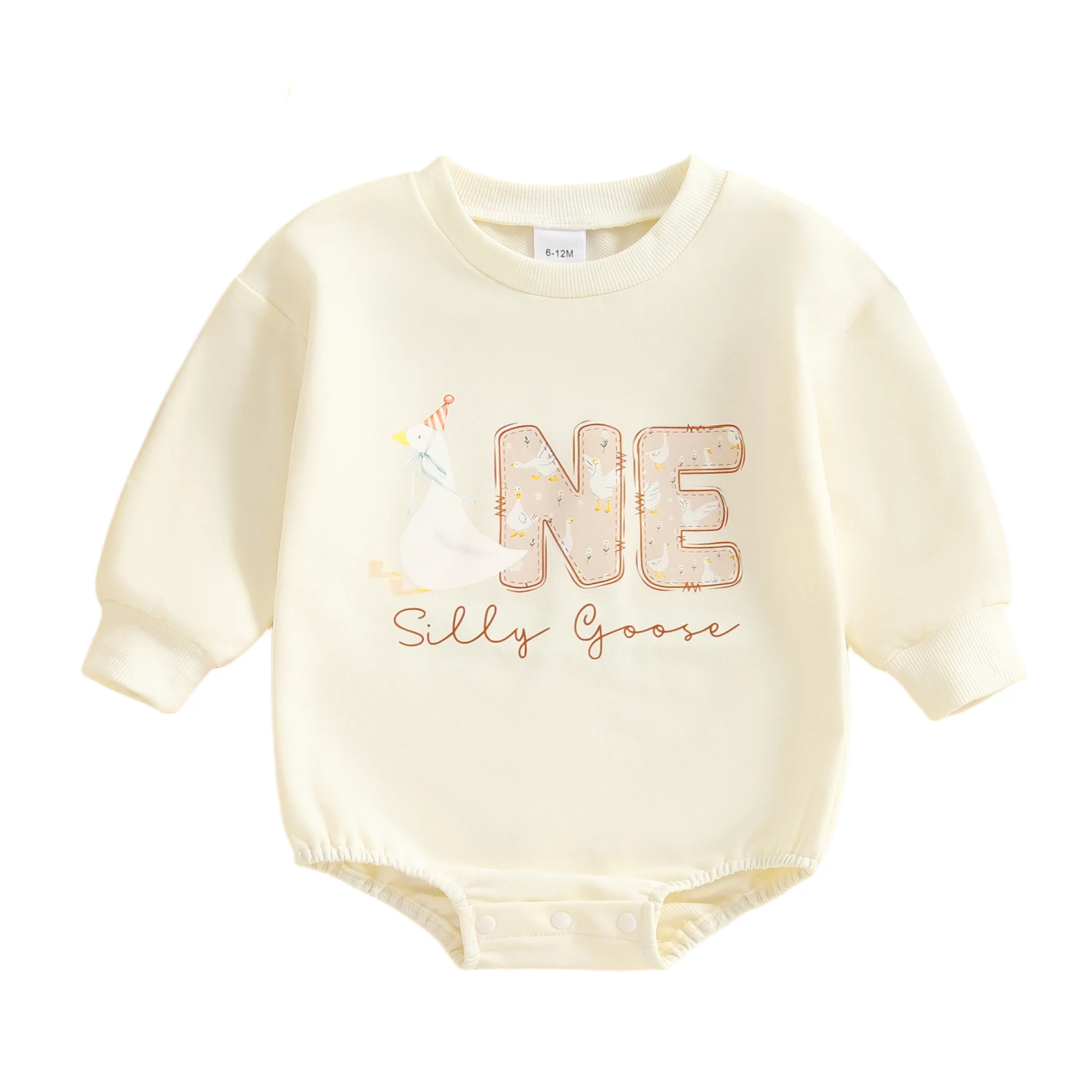 Baby Birthday Sweatshirt Romper Animal Letter Print Long Sleeve Round Neck Bubble Jumpsuit 6m-18m