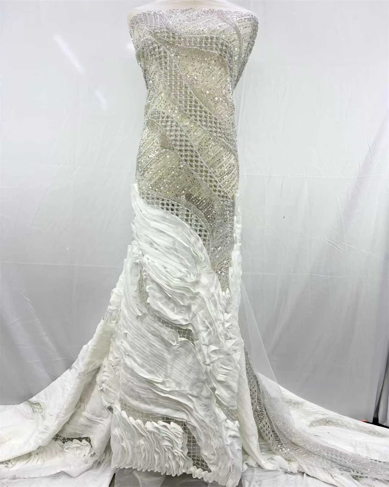 قماش دانتيل مطرز بالترتر الأفريقي الفاخر 2026 جودة عالية العريس النيجيري الزفاف الزفاف التطريز الفرنسية تول المواد